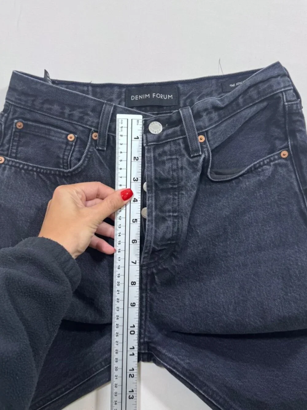 Denim Forum Joni High Rise Loose Jeans Black Button Fly 25 Denim Minimalist 27